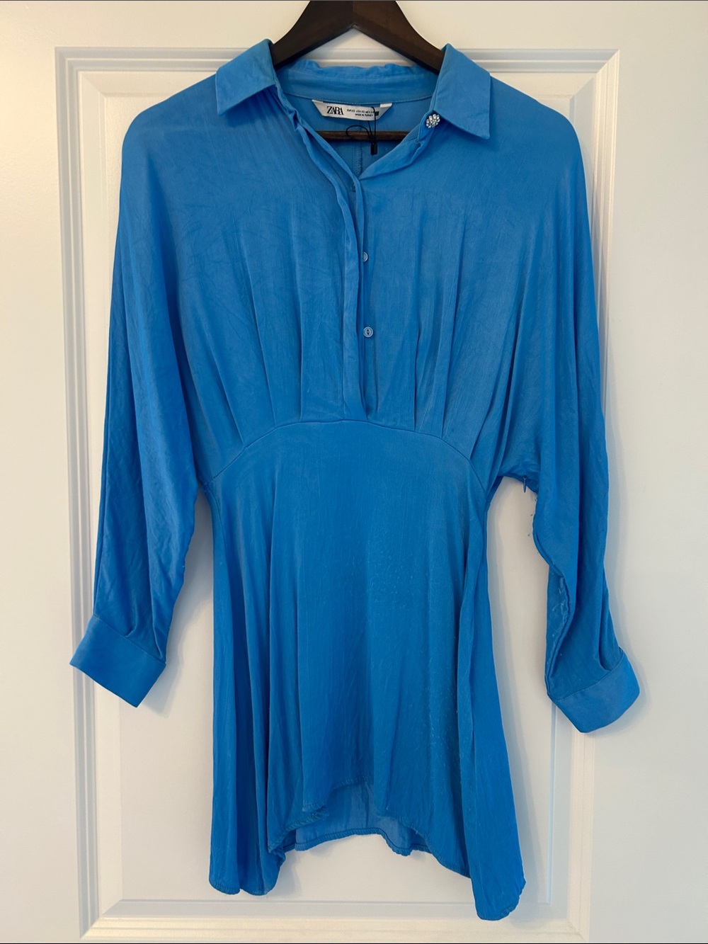 Zara Vibrant Blue Button-Front Tunic